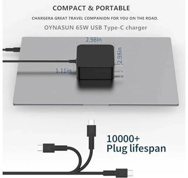 Alt view image 4 of 7 - 65W USB-C Laptop Charger Compatible with Asus Zenbook Series Laptops.