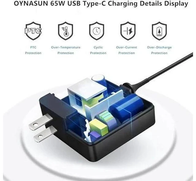 Alt view image 5 of 7 - 65W USB-C Laptop Charger Compatible with Asus Zenbook Series Laptops.