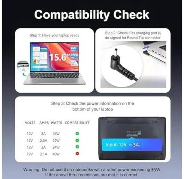 Alt view image 3 of 7 - 12V AC Adapter Charger for SGIN M17 Pro M17Pro M17S 17 Inch 17.3 Windows 11 Laptop Notebook Computer PC Power Supply Adaptor Cord Wall Plug