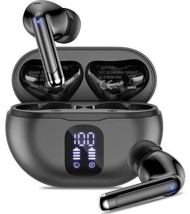Main image of Bluetooth Headphones True Wireless Earbuds 50H Playback LED Power Display Earphones with Charging Case IPX7 Waterproof in-Ear Ear Buds with Mic for Smart Phone Computer Sports Blac
