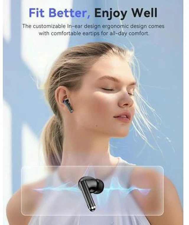 Alt view image 2 of 7 - Bluetooth Headphones True Wireless Earbuds 50H Playback LED Power Display Earphones with Charging Case IPX7 Waterproof in-Ear Ear Buds with Mic for Smart Phone Computer Sports Blac