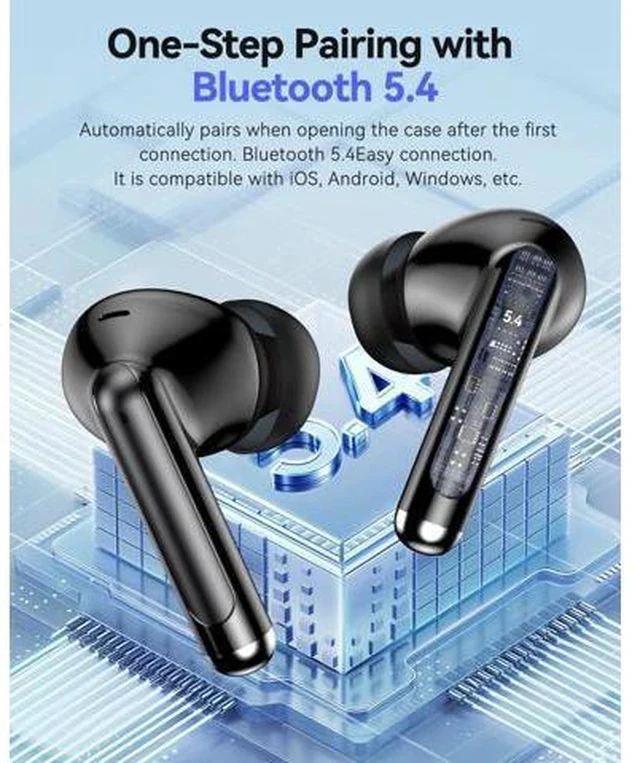 Alt view image 7 of 7 - Bluetooth Headphones True Wireless Earbuds 50H Playback LED Power Display Earphones with Charging Case IPX7 Waterproof in-Ear Ear Buds with Mic for Smart Phone Computer Sports Blac