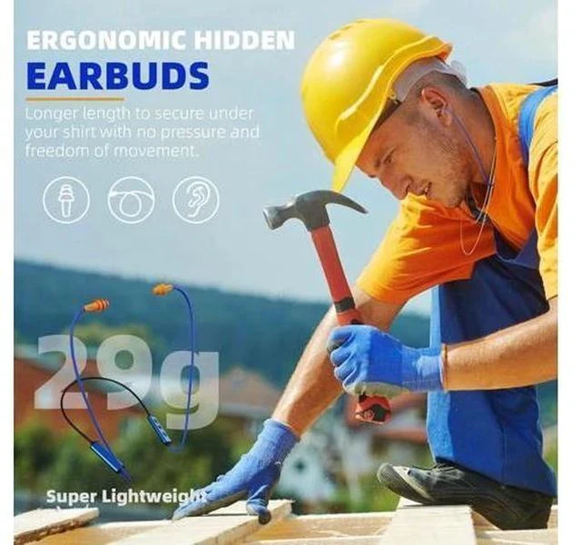 Alt view image 3 of 7 - Ear Plugs Bluetooth Headphones for Work Neckband Wireless Earbuds Noise Reduction in-Ear Earphones with Mic and Controls Waterproof Earbuds with 20 Hours Battery for Industrial Safety