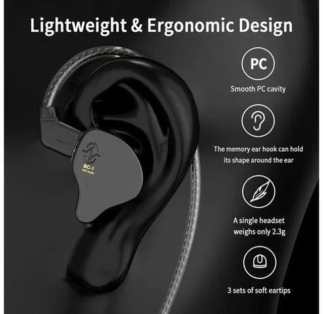 Alt view image 3 of 7 - CCZ Yinyoo Melody in Ear Monitors Earphones Headphones Wired Earbuds without Microphone IEM HIFI Bass with 1DD 1BA Ear fins 4N OFC Cable for Musicians Singer on Stage Studio (no mic clear black)