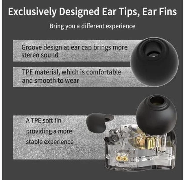 Alt view image 2 of 7 - CCZ Yinyoo Melody in Ear Monitors Earphones Headphones Wired Earbuds without Microphone IEM HIFI Bass with 1DD 1BA Ear fins 4N OFC Cable for Musicians Singer on Stage Studio (no mic clear black)