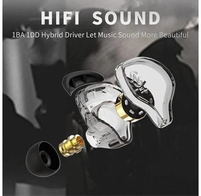 Alt view image 5 of 7 - CCZ Yinyoo Melody in Ear Monitors Earphones Headphones Wired Earbuds without Microphone IEM HIFI Bass with 1DD 1BA Ear fins 4N OFC Cable for Musicians Singer on Stage Studio (no mic clear black)