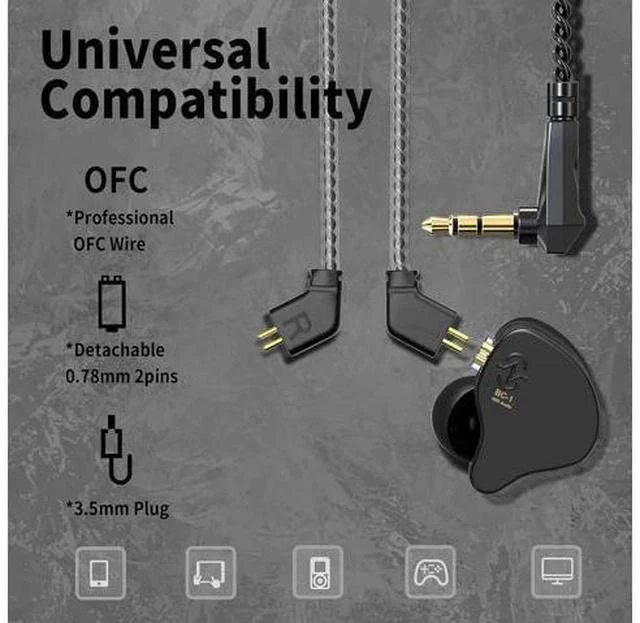Alt view image 4 of 7 - CCZ Yinyoo Melody in Ear Monitors Earphones Headphones Wired Earbuds without Microphone IEM HIFI Bass with 1DD 1BA Ear fins 4N OFC Cable for Musicians Singer on Stage Studio (no mic clear black)