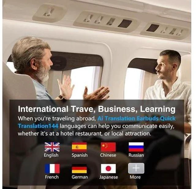 Alt view image 3 of 7 - AI Translation Earbuds Real Time, Wireless Earbuds,3-in-1 Language Translator Earbuds, Two-Way Open Ear Headphones, HD Sound,Noise Canceling Ear Buds Wireless Bluetooth Earbuds for Travel, Business