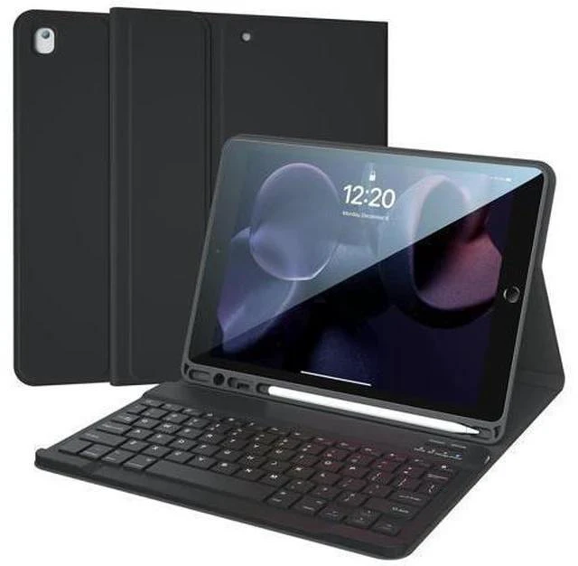 Main image of iPad 9th Generation Case with Keyboard, 10.2 inch Slim Smart Case Built-in Pencil Holder Folio Stand Cover Detachable Bluetooth Keyboard for iPad Keyboard Case 9th/8th/7th and iPad Pro 10.5" (Black)