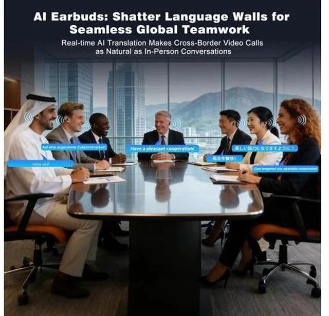 Alt view image 3 of 7 - AI Translation Earbuds Real Time, 164 Languages Translator Earbuds, Wireless Translating Ear Buds, Bluetooth Headphones for Travel Business Meeting Learning (Black)