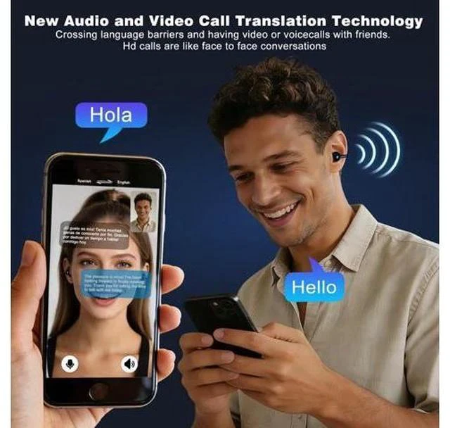 Alt view image 4 of 7 - AI Translation Earbuds Real Time, 164 Languages Translator Earbuds, Wireless Translating Ear Buds, Bluetooth Headphones for Travel Business Meeting Learning (Black)
