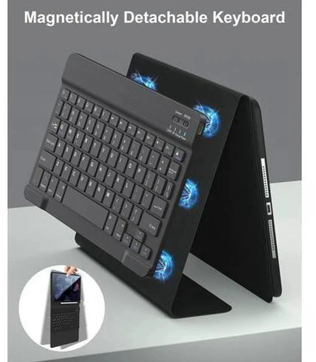 Alt view image 5 of 5 - iPad 9th Generation Case with Keyboard, 10.2 inch Slim Smart Case Built-in Pencil Holder Folio Stand Cover Detachable Bluetooth Keyboard for iPad Keyboard Case 9th/8th/7th and iPad Pro 10.5" (Black)