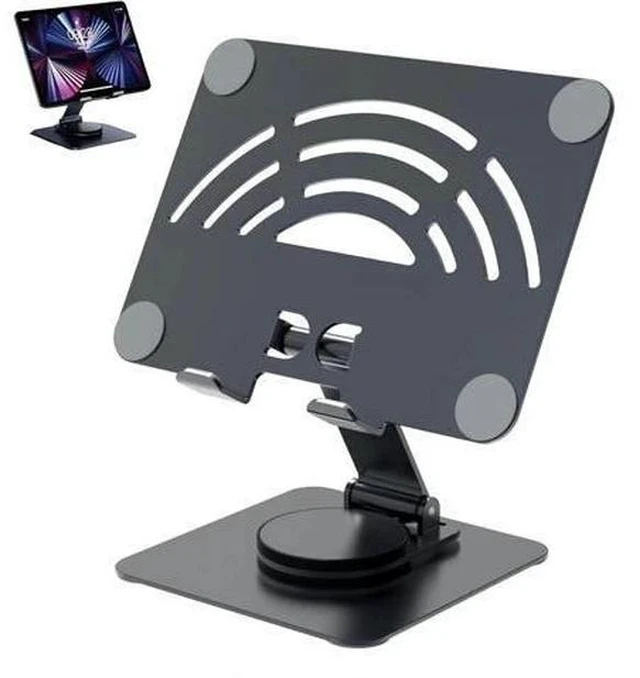 Main image of Physowell Tablet Holder,iPad Stand, 360 Rotating Base,Foldable Adjustable Tablet Stand,aluminum alloy metal Tablet Stand for Desk, Compatible with iPad Pro Air Mini 4 to 12.9-inch Tablet Grey