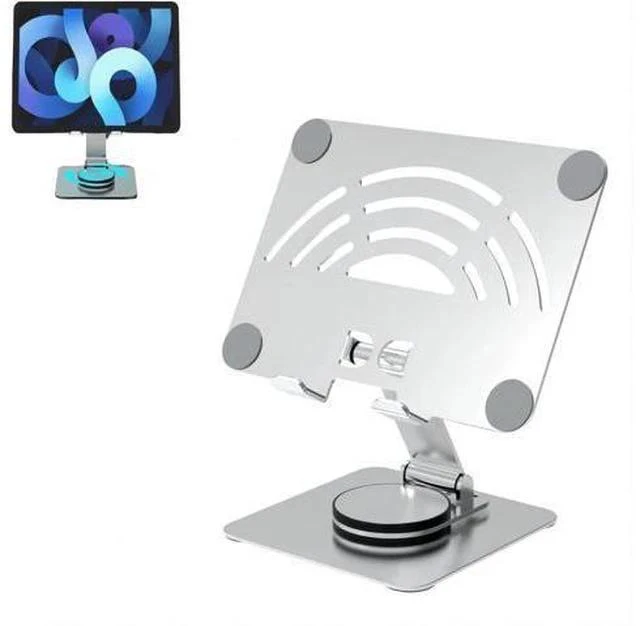 Main image of Physowell Tablet Holder,iPad Stand, 360 Rotating Base,Foldable Adjustable Tablet Stand,aluminum alloy metal Tablet Stand for Desk, Compatible with iPad Pro Air Mini 4 to 12.9-inch Tablet Silver