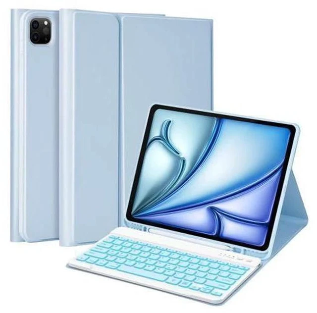 Main image of MMK iPad Air 13 inch (M2) 2024 & iPad Pro 12.9 Case with Keyboard, Keyboard case for iPad Pro 12.9 inch 6th 5th & iPad Air 13 inch, Backlit Bluetooth Wireless Keyboard, with Pencil Holder - Blue