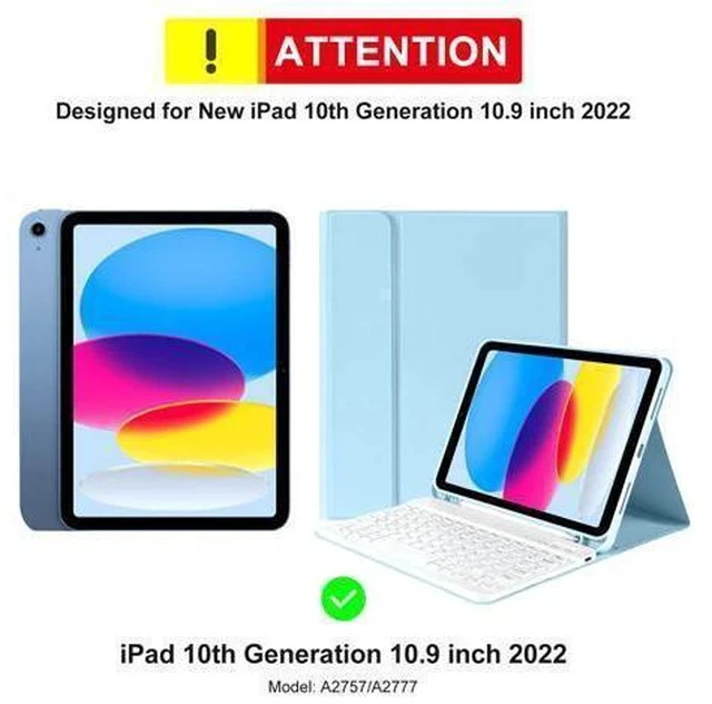 Alt view image 2 of 5 - iPad 10th Generation Case with Keyboard (10.9", 2022),iPad Keyboard Case for 10.9" 10th Gen, Detachable - Pencil Holder - Flip Stand Cover - Keyboard Case for Latest iPad 10th Gen 10.9 inch 2022 Blue