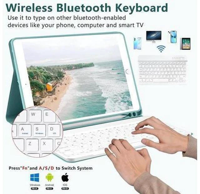 Alt view image 3 of 7 - iPad 9th Gen 2021 Case with Keyboard 10.2 inch, iPad 8th Gen 2020/iPad 7th Gen 2019/iPad Air 3/iPad Pro 10.5 Keyboard Case, Detachable Wireless Bluetooth Keyboard with Pencil Holder for iPad 2021 9th