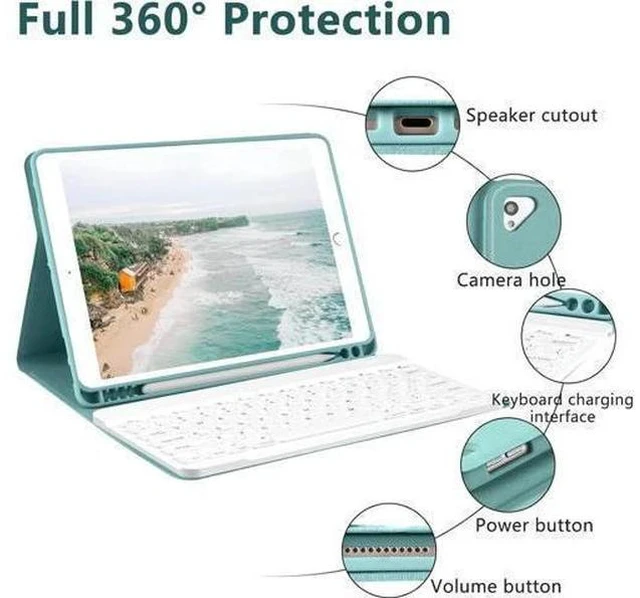 Alt view image 4 of 7 - iPad 9th Gen 2021 Case with Keyboard 10.2 inch, iPad 8th Gen 2020/iPad 7th Gen 2019/iPad Air 3/iPad Pro 10.5 Keyboard Case, Detachable Wireless Bluetooth Keyboard with Pencil Holder for iPad 2021 9th