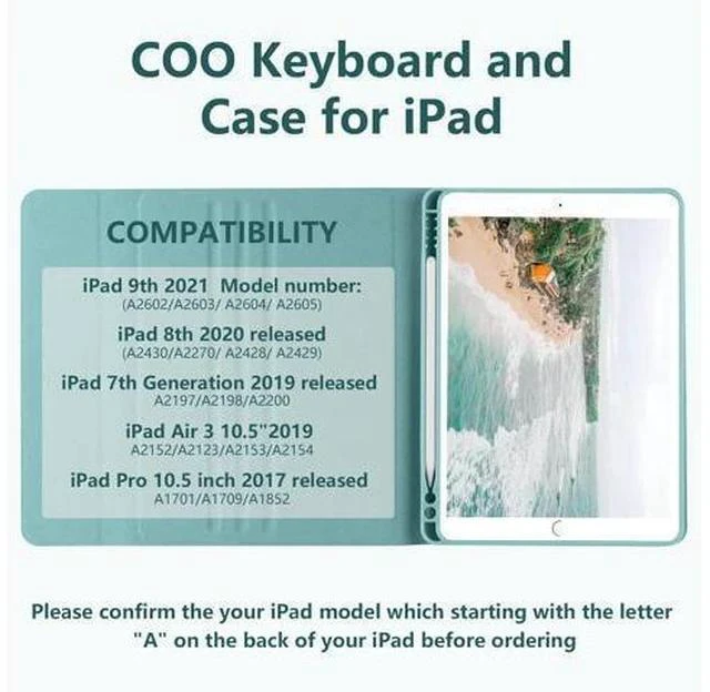 Alt view image 2 of 7 - iPad 9th Gen 2021 Case with Keyboard 10.2 inch, iPad 8th Gen 2020/iPad 7th Gen 2019/iPad Air 3/iPad Pro 10.5 Keyboard Case, Detachable Wireless Bluetooth Keyboard with Pencil Holder for iPad 2021 9th