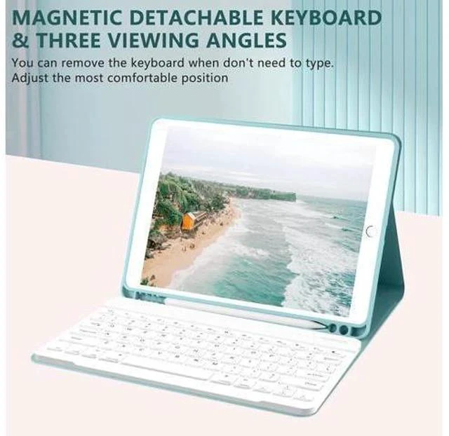 Alt view image 5 of 7 - iPad 9th Gen 2021 Case with Keyboard 10.2 inch, iPad 8th Gen 2020/iPad 7th Gen 2019/iPad Air 3/iPad Pro 10.5 Keyboard Case, Detachable Wireless Bluetooth Keyboard with Pencil Holder for iPad 2021 9th