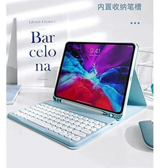 Alt view image 2 of 7 - PboyiqiS Keyboard Case for iPad 6th/5th Generation, Case for 9.7 inch iPad6/iPad5/Air2/Pro9.7 Keyboard with Mouse, Cute Round Key Detachable Keyboard Case with Pencil Holder, Yellow