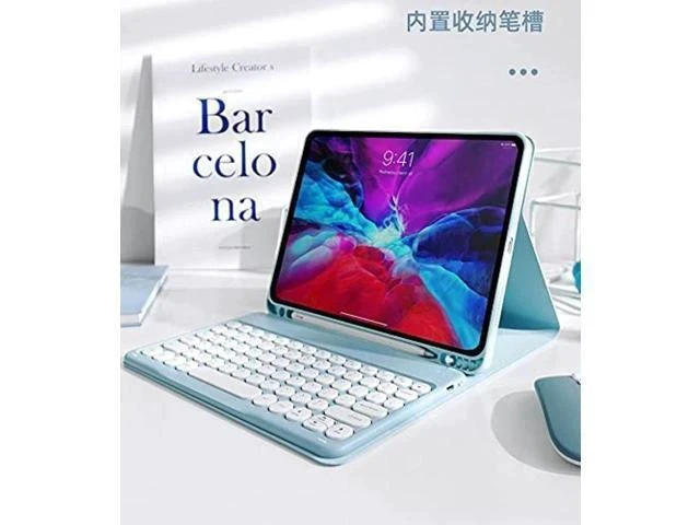 Alt view image 7 of 7 - PboyiqiS Keyboard Case for iPad 6th/5th Generation, Case for 9.7 inch iPad6/iPad5/Air2/Pro9.7 Keyboard with Mouse, Cute Round Key Detachable Keyboard Case with Pencil Holder, Yellow