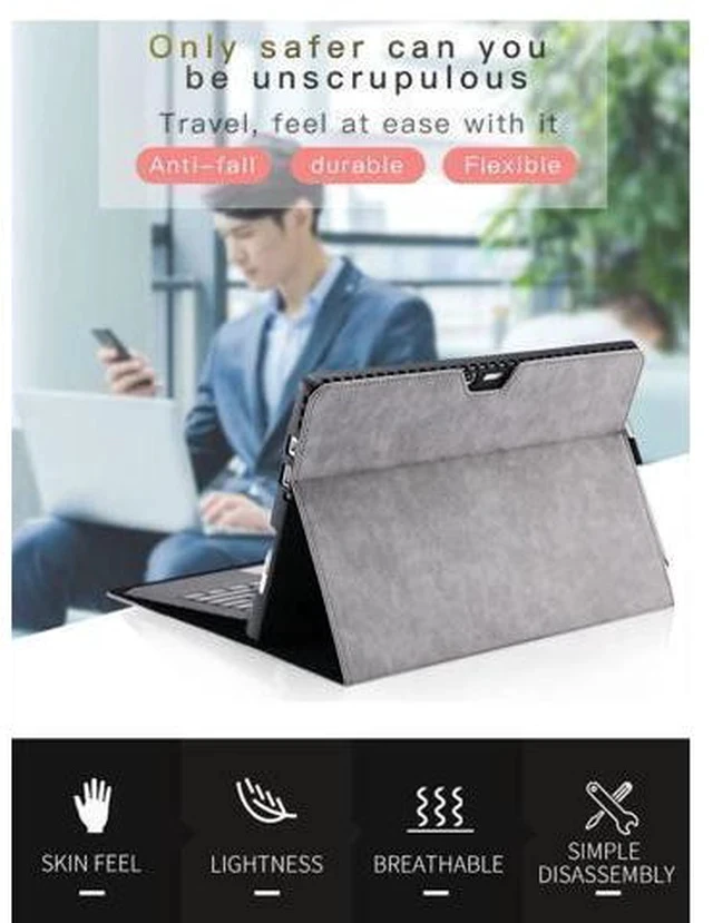 Alt view image 2 of 7 - Protective Case for Surface Pro 7/Pro 6/Pro 5/Pro 4 Tablet,Surface12.3 Inch Case, Compatible with Type Cover Keyboard, Business Cover with Pen Holder,Black