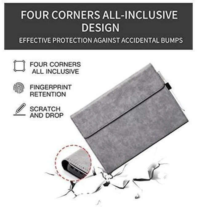 Alt view image 3 of 7 - Protective Case for Surface Pro 7/Pro 6/Pro 5/Pro 4 Tablet,Surface12.3 Inch Case, Compatible with Type Cover Keyboard, Business Cover with Pen Holder,Black