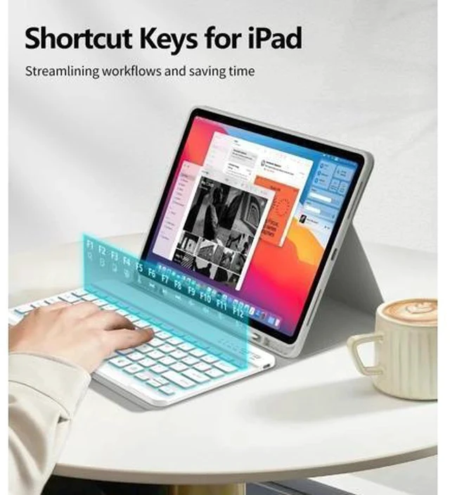 Alt view image 4 of 7 - COO for iPad Air 13 Inch M2 2024 Case Keyboard, Keyboard Case for iPad Pro 12.9 inch 5/6th Gen Case with Pencil Holder - Wireless Detachable Backlit Keyboard with Auto Sleep/Wake