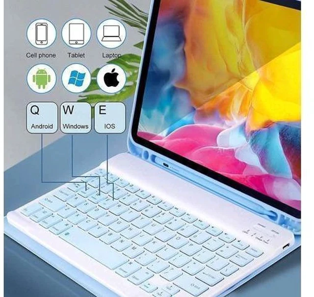 Alt view image 4 of 7 - QIYIBOCASE iPad Air 13 inch/iPad Pro 12.9 6th Generation Case with Keyboard and Mouse, iPad Pro12.9 inch 5th/4th/3rd Gen Keyboard Case with Pencil Holder, Detachable Magnetic Keyboard Case (Teal)