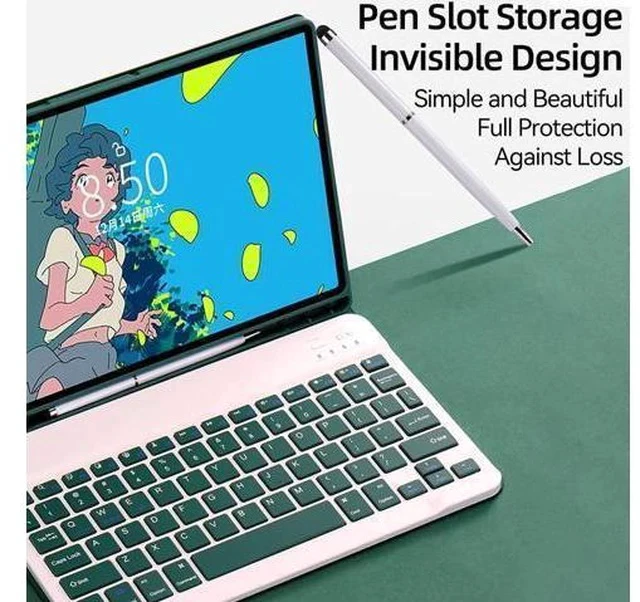 Alt view image 3 of 7 - QIYIBOCASE iPad Air 13 inch/iPad Pro 12.9 6th Generation Case with Keyboard and Mouse, iPad Pro12.9 inch 5th/4th/3rd Gen Keyboard Case with Pencil Holder, Detachable Magnetic Keyboard Case (Teal)