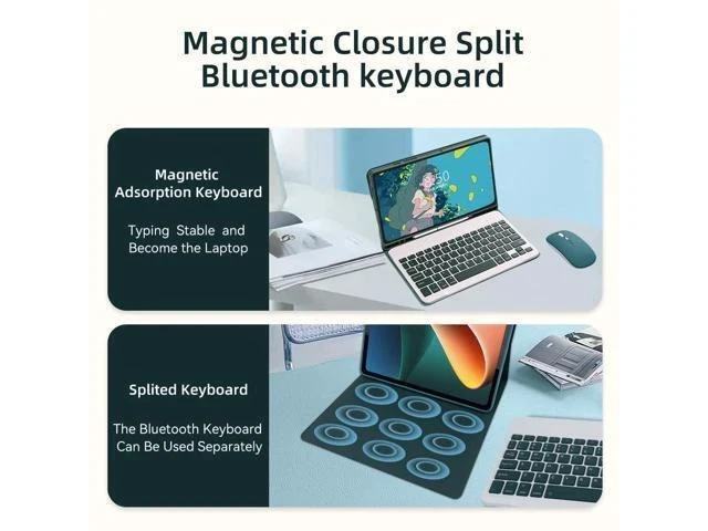 Alt view image 7 of 7 - QIYIBOCASE iPad Air 13 inch/iPad Pro 12.9 6th Generation Case with Keyboard and Mouse, iPad Pro12.9 inch 5th/4th/3rd Gen Keyboard Case with Pencil Holder, Detachable Magnetic Keyboard Case (Teal)