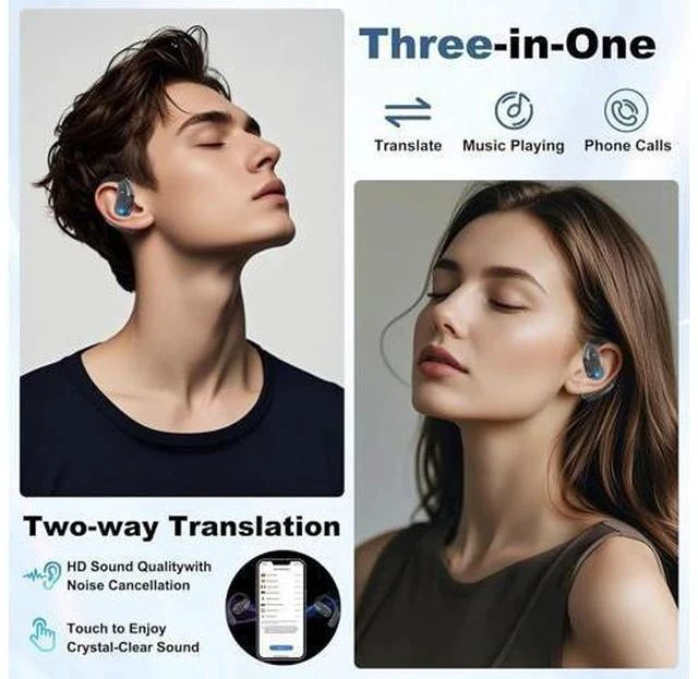 Alt view image 4 of 7 - Language Translation Earbuds Real-time, Wireless Earbuds AI Translator Ear Buds with 144 Languages & Accents, No Subscription Fee, OWS Long Battery Life Bluetooth Headphone for Travel Learning