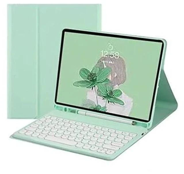 Alt view image 6 of 7 - for Kindle Fire HD 10 Keyboard case 2021,Detachable Round Keys Keyboard Case for Fire HD 10 /HD 10 Plus Tablet (11th Generation),Folio Fire hd 10 case with Keyboard for Women Kids,Mint Green