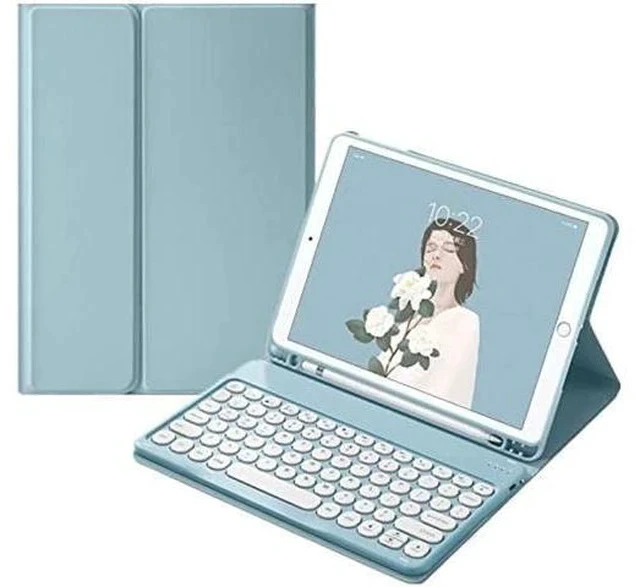 Alt view image 6 of 7 - for Kindle Fire HD 10 Keyboard case 2021,Detachable Round Keys Keyboard Case for Fire HD 10 /HD 10 Plus Tablet (11th Generation),Folio Fire hd 10 case with Keyboard for Women Kids (Blue)