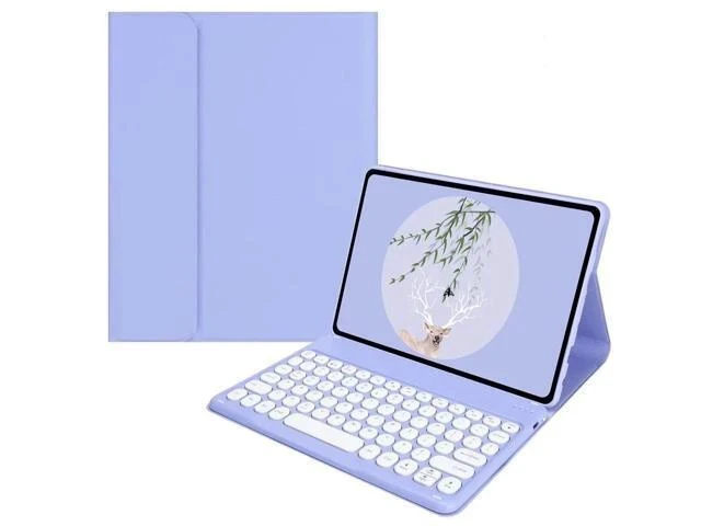 Alt view image 5 of 7 - for Kindle Fire HD 10 Keyboard case 2021,Detachable Round Keys Keyboard Case for Fire HD 10 /HD 10 Plus Tablet (11th Generation),Folio Fire hd 10 case with Keyboard for Women Kids (Purple)