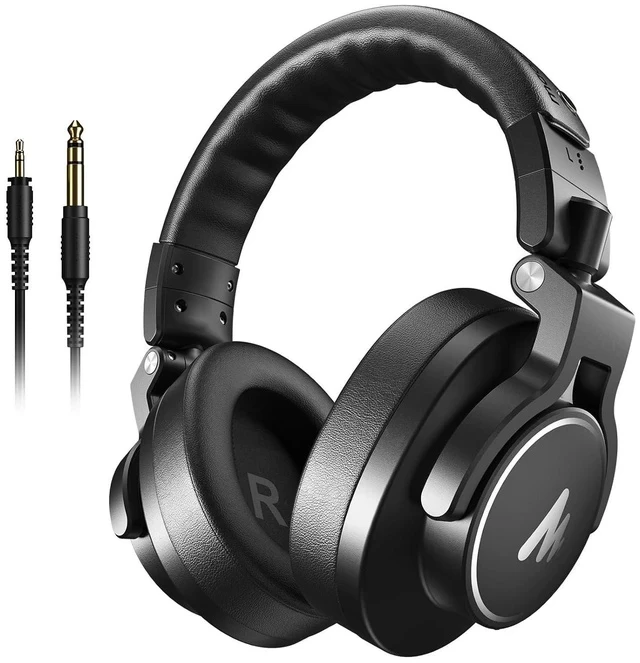 Alt view image 2 of 2 - Studio Monitor Mixing DJ Headphones, 50mm Driver Professional Over Ear Wired Headset with 3.5mm to 6