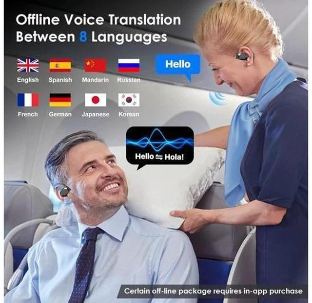 Alt view image 2 of 7 - Language Translator Earbuds, 3-in-1 Translation Earbuds, AI Translation Earbuds Real Time for Android iOS, 144 Languages AI Earbuds Translators Headphones for Travel Business Learning (Black)