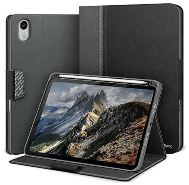 Main image of KingBlanc Case for iPad Mini 6th Generation Case 2021 (8.3-inch) with Pencil Holder, PU Leather Smart Stand Cover, Auto Sleep/Wake, Multi-Angle for Viewing/Typing, Folio for Apple iPad Mini 6, Black