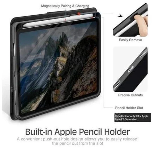 Alt view image 4 of 7 - KingBlanc Case for iPad Mini 6th Generation Case 2021 (8.3-inch) with Pencil Holder, PU Leather Smart Stand Cover, Auto Sleep/Wake, Multi-Angle for Viewing/Typing, Folio for Apple iPad Mini 6, Black