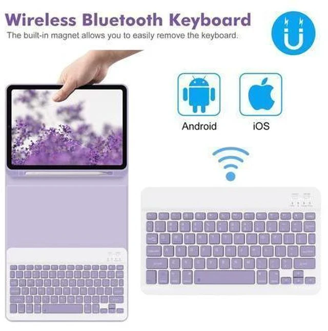 Alt view image 4 of 7 - GOKOCO Keyboard case for iPad Air 6th 11 inch 2024 M2,iPad Air 5th Gen 10.9 Inch Keyboard Case 2022,Detachable Bluetooth Keyboard Cover for iPad Air 4th Gen 2020 with Pencil Holder,Auto Sleep-Lavender