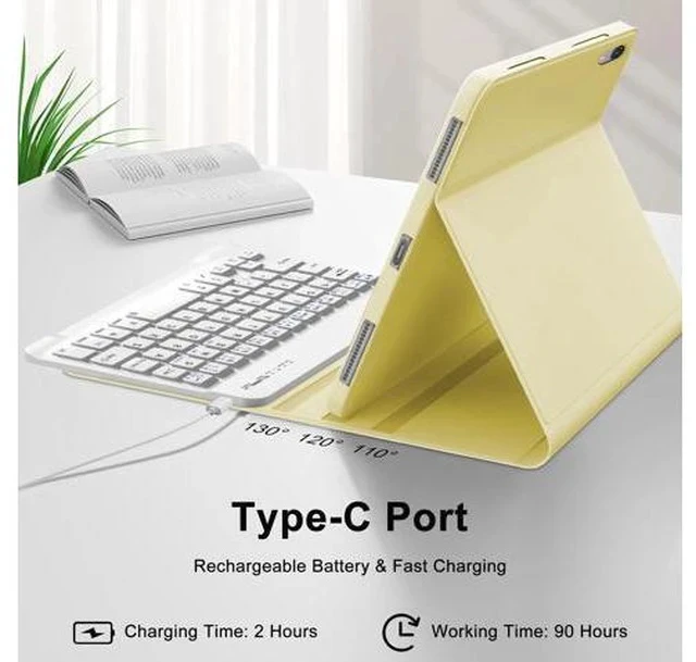 Alt view image 4 of 7 - iPad Mini 6th Gen Case with Keyboard & iPad Mini A17 Pro Keyboard Case, Detachable Bluetooth Keyboard for iPad Mini 7/6 8.3in with Pen Holder, Cute Folio Cover for iPad Mini 7th 2024/6th 2021, Yellow