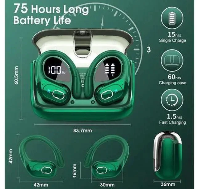 Alt view image 5 of 7 - AI Translation Earbuds Real Time, 164 Language Translator Earbud 3-in-1 Bluetooth 5.4 Translator Earbuds with 6 Translation Modes, 75H Translators Headphones with APP for Travel Business, Dark Green