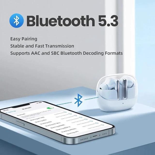 Alt view image 6 of 7 - Wireless Earbuds MTW60 Bluetooth 5.3, 34H Playtime HiFi Ear Buds with Noise Cancelling Mic, 13mm Dynamic Driver, IPX4 Waterproof Sports Earphones, Type-C Charging Case Headphones - Cream