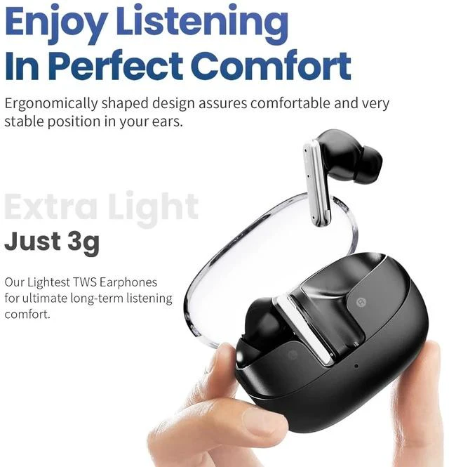 Alt view image 3 of 7 - Wireless Earbuds MTW60 Bluetooth 5.3, 34H Playtime HiFi Ear Buds with Noise Cancelling Mic, 13mm Dynamic Driver, IPX4 Waterproof Sports Earphones, Type-C Charging Case Headphones - Cream