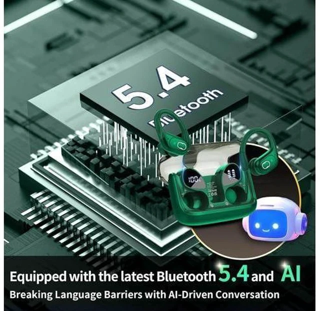 Alt view image 7 of 7 - AI Translation Earbuds Real Time, 164 Language Translator Earbud 3-in-1 Bluetooth 5.4 Translator Earbuds with 6 Translation Modes, 75H Translators Headphones with APP for Travel Business, Dark Green
