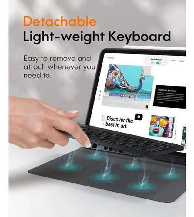 Alt view image 3 of 7 - CHESONA for iPad Pro 13 Inch Case 2024 with Keyboard, Magnetic Detachable Keyboard, Precise Cutouts Case with Pencil Holder, Multi-Viewing Angles, Wireless Folio Keyboard Case for iPad Pro 13'', Black