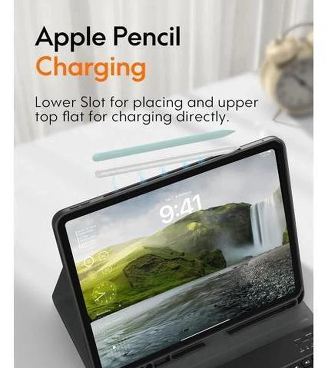 Alt view image 5 of 7 - CHESONA for iPad Pro 13 Inch Case 2024 with Keyboard, Magnetic Detachable Keyboard, Precise Cutouts Case with Pencil Holder, Multi-Viewing Angles, Wireless Folio Keyboard Case for iPad Pro 13'', Black