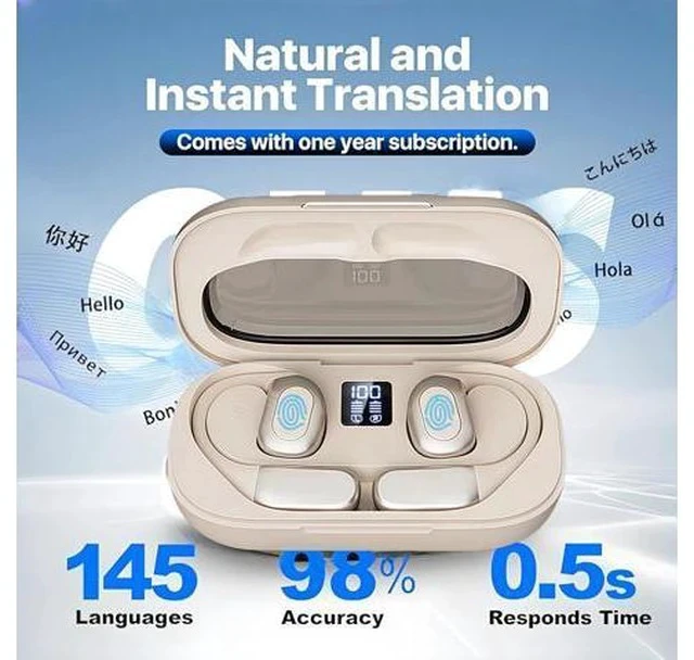 Alt view image 3 of 7 - AI Translator Earbuds, OWS Real-Time 3-in-1 Translation Earbuds 144 Languages & Accents, Translating Earbuds Real Time for Travel Business Learning, Translator Device Headphones (Milky White)