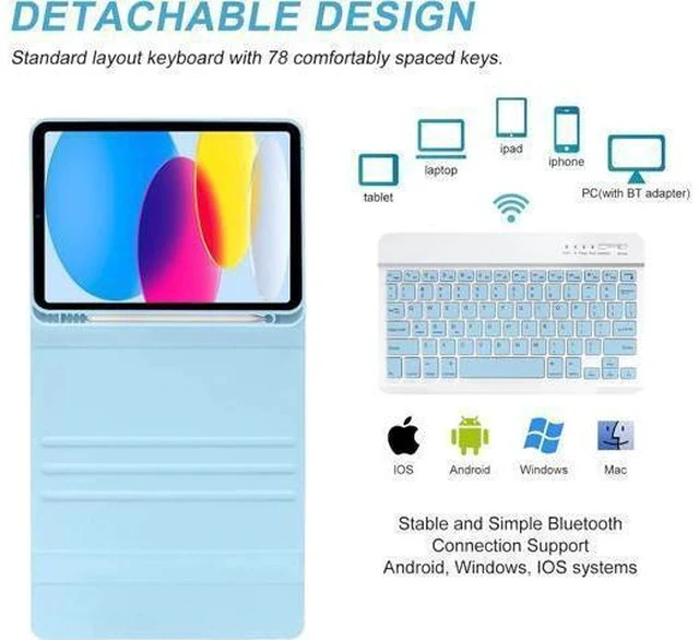 Alt view image 4 of 7 - iPad 10th Generation Case with Keyboard(10.9",2022)(Only Compatible with 10th Generation 2022)-Keyboard Case with Pencil Holder,Detachable Bluetooth Keyboard Smart Case for iPad 10.9" 10th Gen(2022)